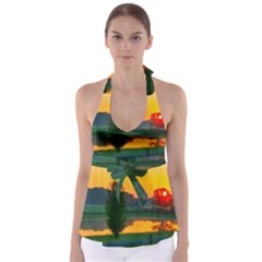 Lake Sunrise Babydoll Tankini Top by okhismakingart