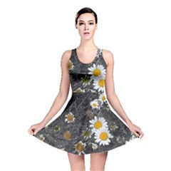 Black And White With Daisies Reversible Skater Dress by okhismakingart