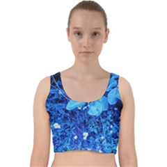 Blue Daisies Velvet Racer Back Crop Top by okhismakingart