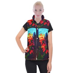 Neon Cone Flower Women s Button Up Vest by okhismakingart