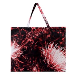 Red Thistle Zipper Large Tote Bag by okhismakingart