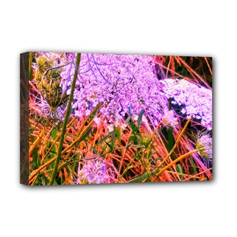 Blue Tinted Queen Anne s Lace Deluxe Canvas 18  X 12  (stretched) by okhismakingart