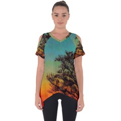 Turquoise Sunset Cut Out Side Drop Tee by okhismakingart