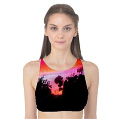 Sunset And Geraniums Tank Bikini Top by okhismakingart