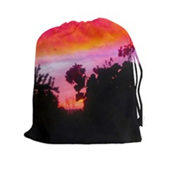 Sunset And Geraniums Drawstring Pouch (xxl) by okhismakingart