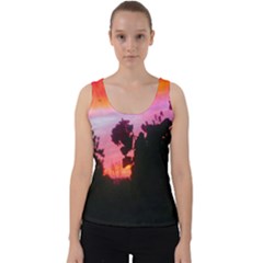 Sunset And Geraniums Velvet Tank Top by okhismakingart