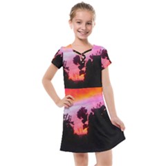 Sunset And Geraniums Kids  Cross Web Dress by okhismakingart