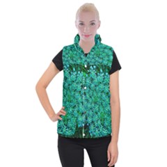 Turquoise Queen Anne s Lace Women s Button Up Vest by okhismakingart