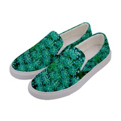 Turquoise Queen Anne s Lace Women s Canvas Slip Ons by okhismakingart
