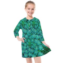 Turquoise Queen Anne s Lace Kids  Quarter Sleeve Shirt Dress by okhismakingart