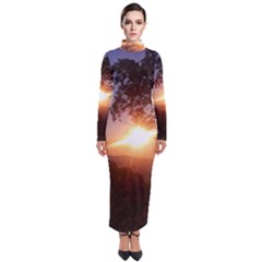 Mountain Sunset Turtleneck Maxi Dress by okhismakingart