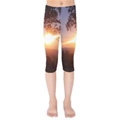 Mountain Sunset Kids  Capri Leggings 