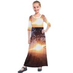 Mountain Sunset Kids  Quarter Sleeve Maxi Dress by okhismakingart