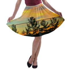 Fence Line Trees A-line Skater Skirt by okhismakingart