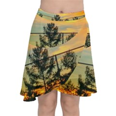 Fence Line Trees Chiffon Wrap Front Skirt by okhismakingart