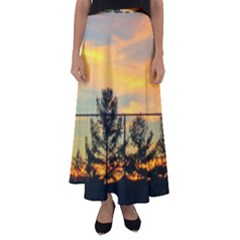 Fence Line Trees Flared Maxi Skirt by okhismakingart