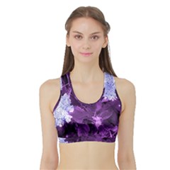 Queen Anne s Lace With Purple Leaves Sports Bra With Border by okhismakingart