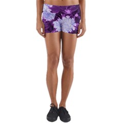 Queen Anne s Lace With Purple Leaves Yoga Shorts by okhismakingart