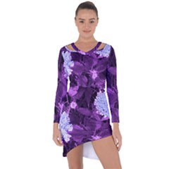 Queen Anne s Lace With Purple Leaves Asymmetric Cut-out Shift Dress