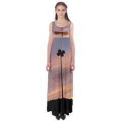 Parking Lot Sunset Empire Waist Maxi Dress by okhismakingart