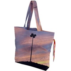 Parking Lot Sunset Drawstring Tote Bag by okhismakingart