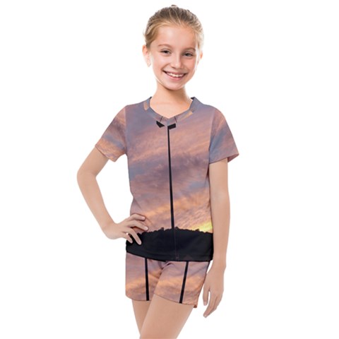 Parking Lot Sunset Kids  Mesh Tee And Shorts Set by okhismakingart