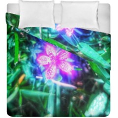 Glowing Flowers Duvet Cover Double Side (king Size) by okhismakingart