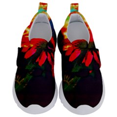 Neon Cone Flower Kids  Velcro No Lace Shoes by okhismakingart