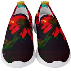 Neon Cone Flower Kids  Slip On Sneakers by okhismakingart