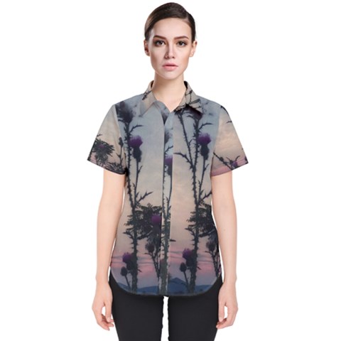 Hazy Thistles Women s Short Sleeve Shirt by okhismakingart