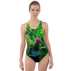 Bur Flowers Cut-out Back One Piece Swimsuit