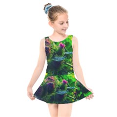 Bur Flowers Kids  Skater Dress Swimsuit by okhismakingart