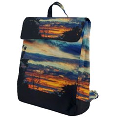 Blue Sunset Flap Top Backpack by okhismakingart