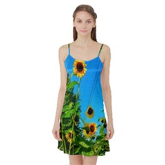 Bright Sunflowers Satin Night Slip by okhismakingart