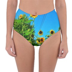 Bright Sunflowers Reversible High-waist Bikini Bottoms by okhismakingart