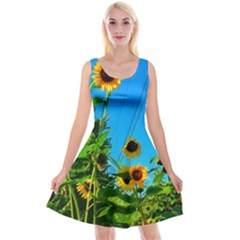 Bright Sunflowers Reversible Velvet Sleeveless Dress by okhismakingart