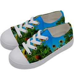 Bright Sunflowers Kids  Low Top Canvas Sneakers by okhismakingart