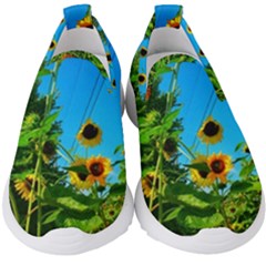 Bright Sunflowers Kids  Slip On Sneakers by okhismakingart