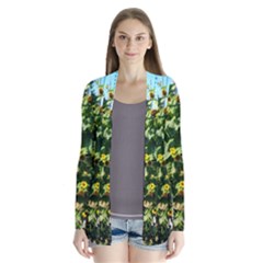 Big Sunflowers Drape Collar Cardigan by okhismakingart