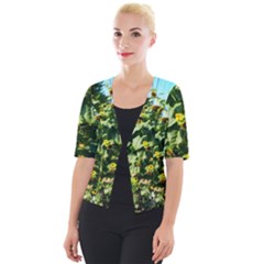 Big Sunflowers Cropped Button Cardigan by okhismakingart