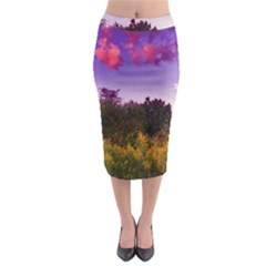 Purple Afternoon Midi Pencil Skirt by okhismakingart