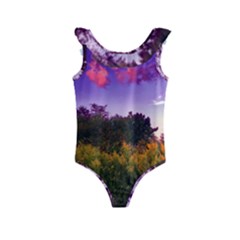 Purple Afternoon Kids  Frill Swimsuit by okhismakingart