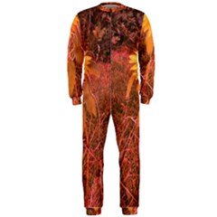 Red Tinted Sunflower Onepiece Jumpsuit (men)  by okhismakingart