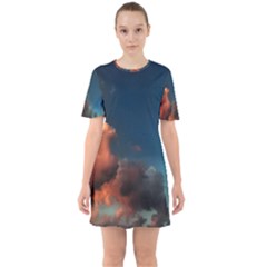 Favorite Clouds Sixties Short Sleeve Mini Dress by okhismakingart