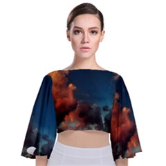 Favorite Clouds Tie Back Butterfly Sleeve Chiffon Top by okhismakingart