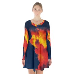 Ominous Clouds Long Sleeve Velvet V-neck Dress by okhismakingart