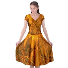 Yellow Sunflower Cap Sleeve Wrap Front Dress by okhismakingart