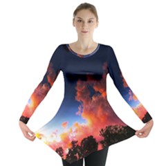 Deep Blue Sunset Long Sleeve Tunic  by okhismakingart