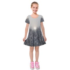 Foggy Forest Kids  Short Sleeve Velvet Dress by okhismakingart
