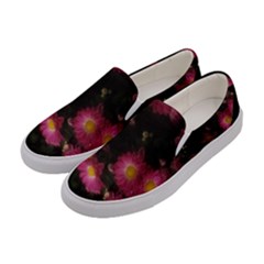 Purple Flowers With Yellow Centers Women s Canvas Slip Ons by okhismakingart